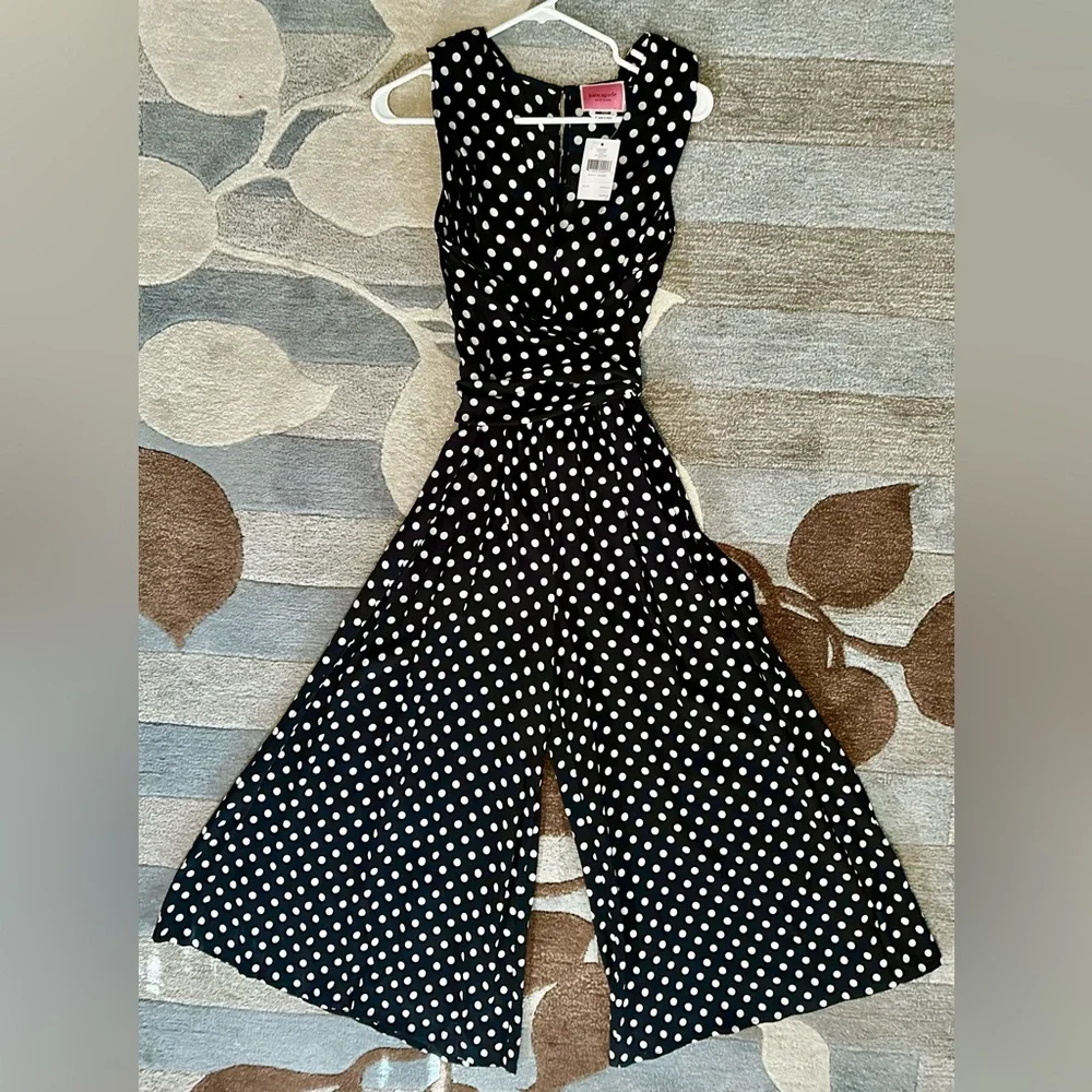 NWT Kate Spade Lia Polka Dot Tie Waist Wide Leg Jumpsuit